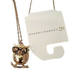 LC Lauren Conrad Women’s Gold Plated Owl Pendant Chain Necklace NWT