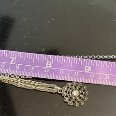 Vintage Silver Tone Multi Strand Layered Locket Necklace Floral Filigree Slide