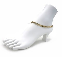 CONCAVE CUBAN LINK CHAIN QUALITY 6mm ANKLET ANKLE BRACELET 14K ITALY GOLD PLATED