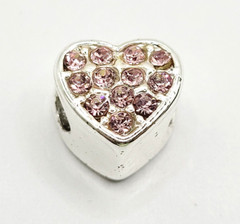 Avon Always in My Heart Pink Rhinestone Silver Tone Charm Cherished Memories