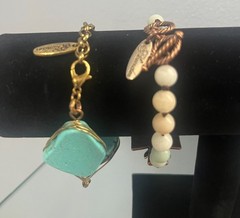 Plunder Design Boho Jewelry Lot: Leather Charm Necklace & 2 Beaded Bracelets Set