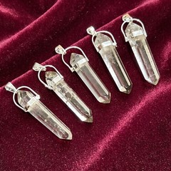Smoky Quartz Crystal Faceted Point Pendant (Silver Plated)