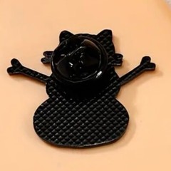 Happy Cartoon Snowcat w/ Cheery Red Scarf. Enamel on zinc alloy metal, Pin.