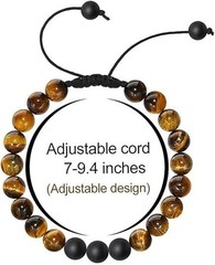 2Pcs Adjustable 8mm Tiger Eye Matte Agate Natural Stone Beaded Bracelet Men Gift