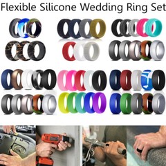 1/10 Pack Silicone Wedding Ring Men Women Flexible Sport Rubber Band Set Gift