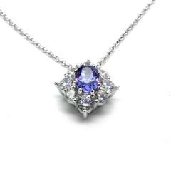 Sapphire Princess – Blue Zircon, Rhodium & Gold Plated Silver Pendant / Necklace