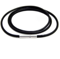 1.0mm Black Red Rope Leather Cord Chain Necklace Stainless Steel Clasp 16-28″