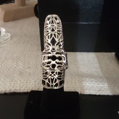 Silver Tone Cutout Openwork Filigree Band Ring Size 7 No Stone Metal