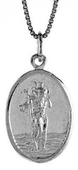 Sterling Silver Saint Christopher Medal 7/8 inch