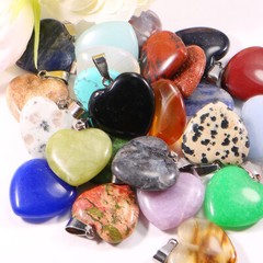 25pcs Natural Quartz Crystal Heart Stone Pendants Charms for jewelry making