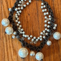 Plunder Design Multi-Strand Pearl Statement Necklace with Toggle Clasp