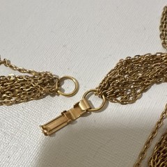 Gold Tone Multi-Strand Bar Link Chain Necklace Geometric Charm Box Clasp 18″
