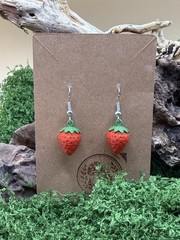 3d Printed Strawberry Drop Earrings