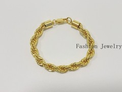 18K Yellow Gold Stamped Diamond Cut Rope Chain Bracelet 10.5mm 7.5INCH Men Women