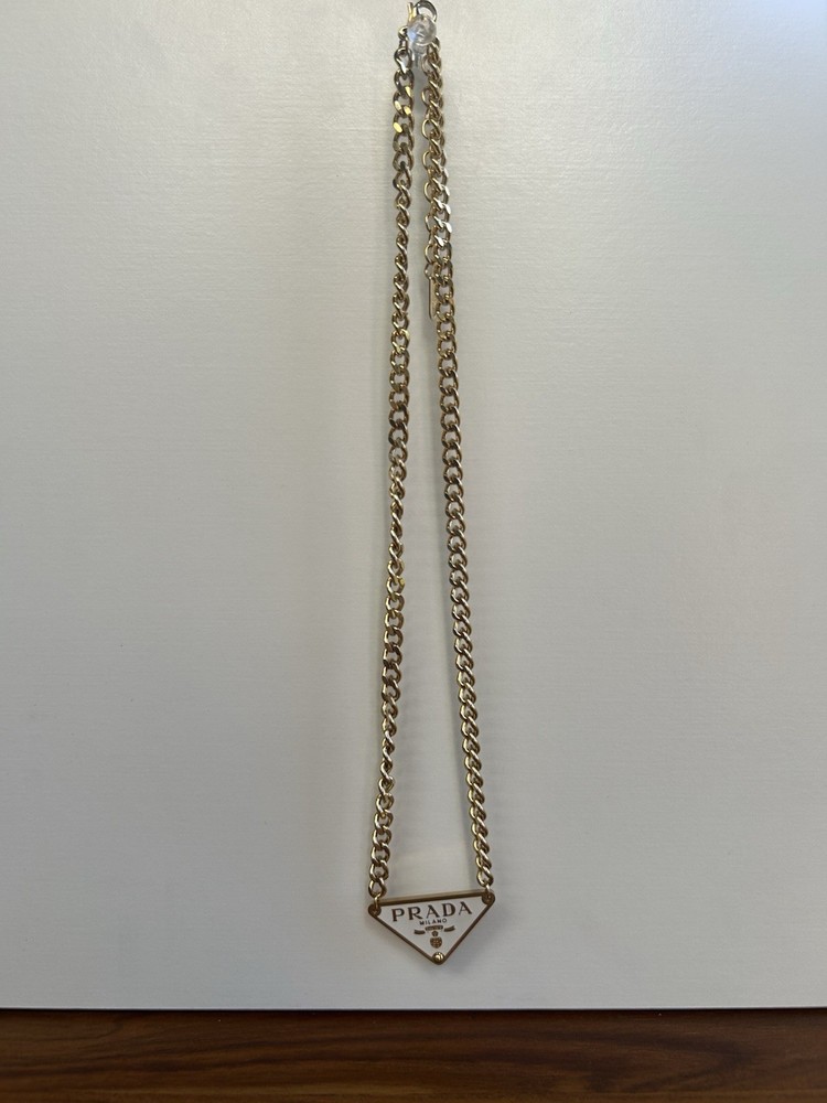 Gold And White Prada Necklace/chain