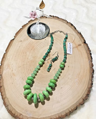 GREEN JASPER & GREEN AGATE NECKLACE SET SEMI PRECIOUS STONE