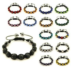 SPARKLING CRYSTAL BEAD BRACELET 10mm Shamballa Style Pave Disco Ball Hip Hop NEW