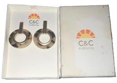 C&C California Round Resin Tortoise Shell Dangle/Drop Earrings Post No Stone
