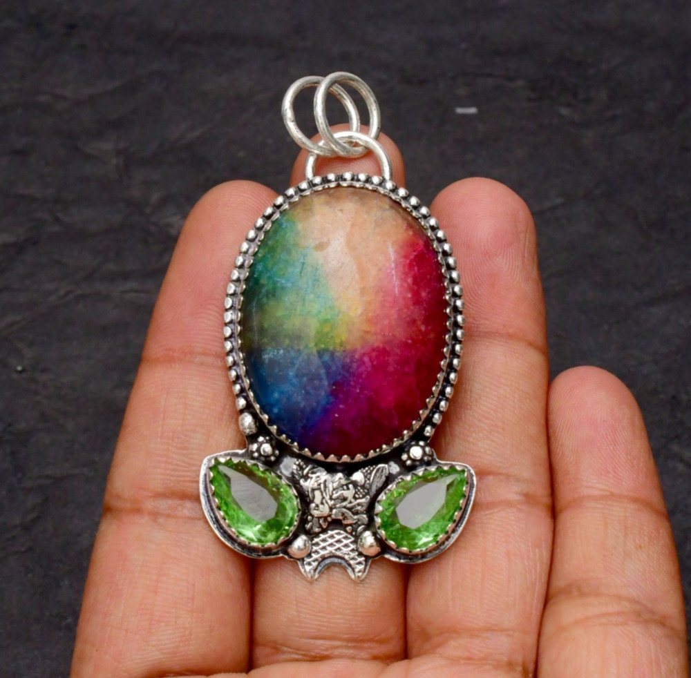 Solar Quartz Gemstone 925 Sterling Silver Jewelry Pendant 1-2″