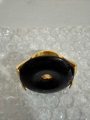 Saint Laurent – Paris Black Resin Disc Gold Tone Ring