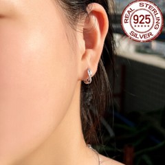 14mm Women 925 Sterling Silver Small Infinity Hoop Earrings Cubic Zircon Jewelry
