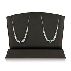 Sterling Silver, Lab-Grown 0.41ct Emerald & 0.07ct Natural Diamond Necklace