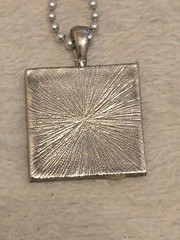 Green Abstract Art Pendant With 24″ Ball Chain 1×1 Inch