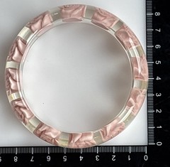 Vintage Lucite Clear Bangle Plastic Resin Pink Embedded Roses
