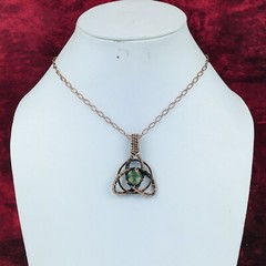 Faceted Green Amethyst Gemstone Pendant Handmade Copper Wire Wrapped Jewelry