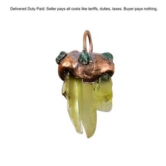 New Year Sale Copper Natural Green Amethyst Rough Electroformed Twisted Pendant