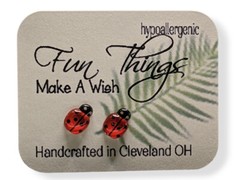 Red Ladybugs Stud Earrings Hypoallergenic Stainless Posts Girls Jewelry Gift