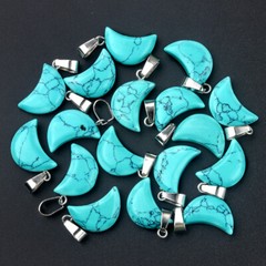 50pcs Artificial Turquoise Stone Moon Gemstone Stone Pendants DIY Jewelry Making