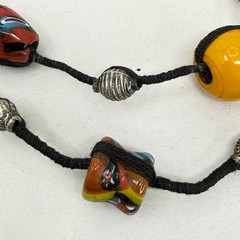 Bohemian Mixed Trade Bead Necklace Glass Stone Metal Millefiori Tribal READ