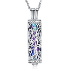 Cremation Jewelry Cylinder Urn Tree of Life Memorial Necklace Pendant for Ashes