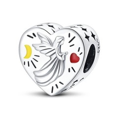 925 Sterling Silver Heart Plated Charm Set Love Family Angel Charms