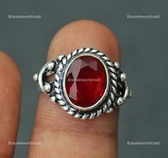 July Ruby Stone Channel-Set Wedding Band Ring Jewelry Size 8 925 Sterling Silver