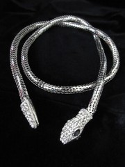 Snake Necklace Rhinestone Wrap Mesh Choker Silver Gold Serpent Hair Body Chain