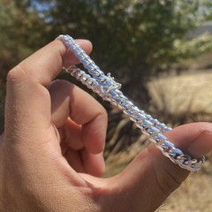Real Miami Cuban Link Bracelet Solid 925 Sterling Silver Box Clasp ITALY 6mm