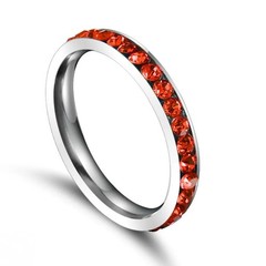 Stainless Steel Eternity Color Crystal Stackable Fashion Ring 3MM (ALL COLORS)