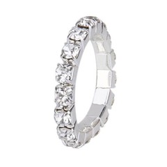 1 Row 1 PCS Silver Plated Clear Rhinestone Crystal Toe Ring Elasticated