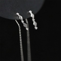 Stunning New Silver Plated Clear White CZ Threader Drop Dangle Earrings