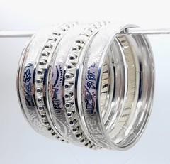 wide style Set of 11 Fashion white & silver multi Layered metal Bangle Bracelets