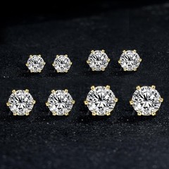 925 Sterling Silver Stud Earrings Set for Women Men 18K Yellow Gold Plated, 6…