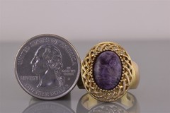 Badavic HK Gold Sterling Silver Woven Bezel Purple Charoite Band Ring 925 Sz: 9