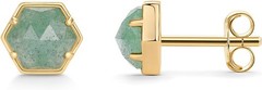 PAVOI 14K Gold Plated Hexagon Gemstone Stud Earrings for Women | Natural Birthst