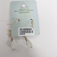 CIEL Collection Crab Dangle Earrings Gold Tone Crystal White Bead Coastal