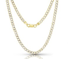 14k Yellow Gold Plated Over Sterling Silver Curb Link 4MM Italian Chain Necklace