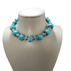 STEPHAN & CO Women’s Boho Statement Wrap Choker Blue Resin , Silver Tone NWT