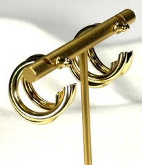 Gold Thin tubes Short Ring Earrings