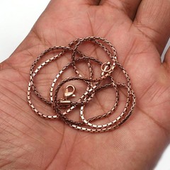 100% Pure Copper Box Chain Necklace, Herringbone Design, Eco-Friendly Pendant Je
